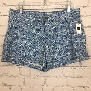 NWT Gap Summer Short Size 10 Blue Leaf Print